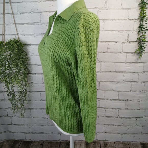 WOMENS JONES NEW YORK SIGNATURE VNECK SWEATER, 3/4 SLEEVE, PERIDOT GREEN, SIZE L - Picture 5 of 7